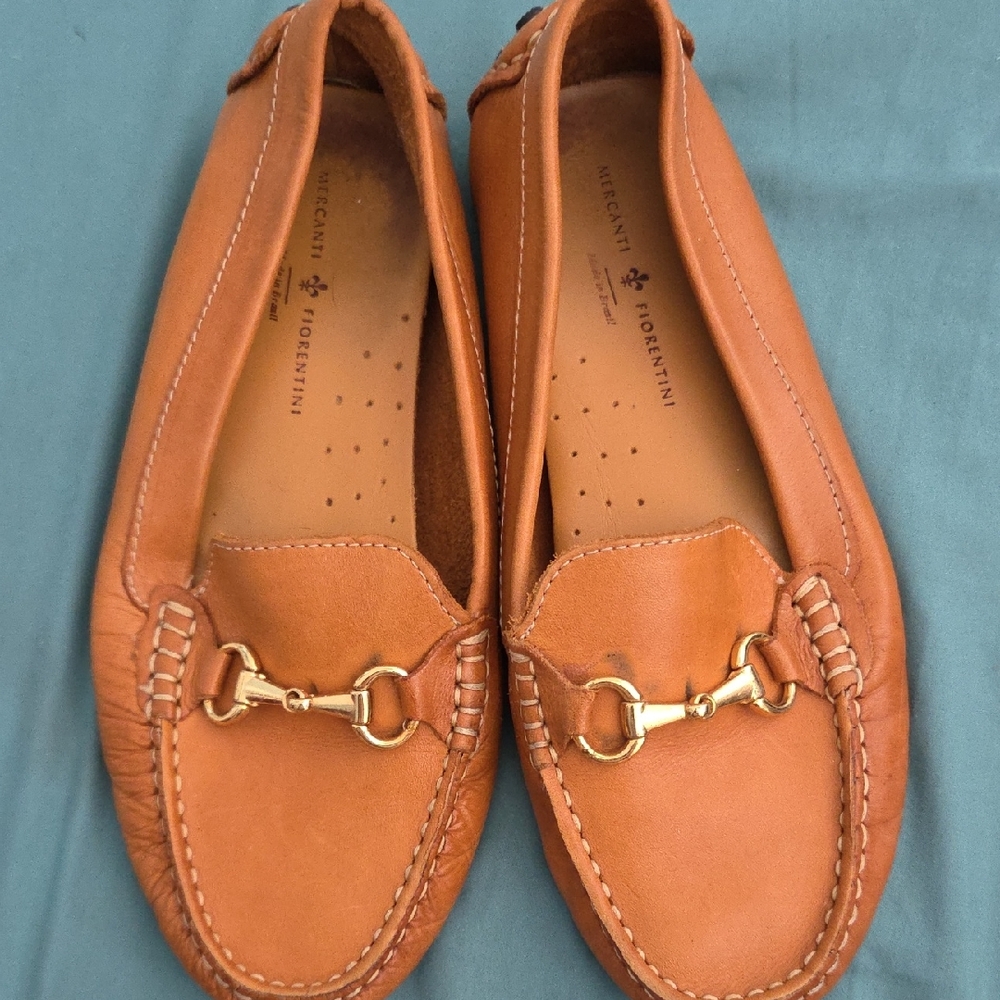 Mercanti Fiorentini Brown Loafers with Gold Accent